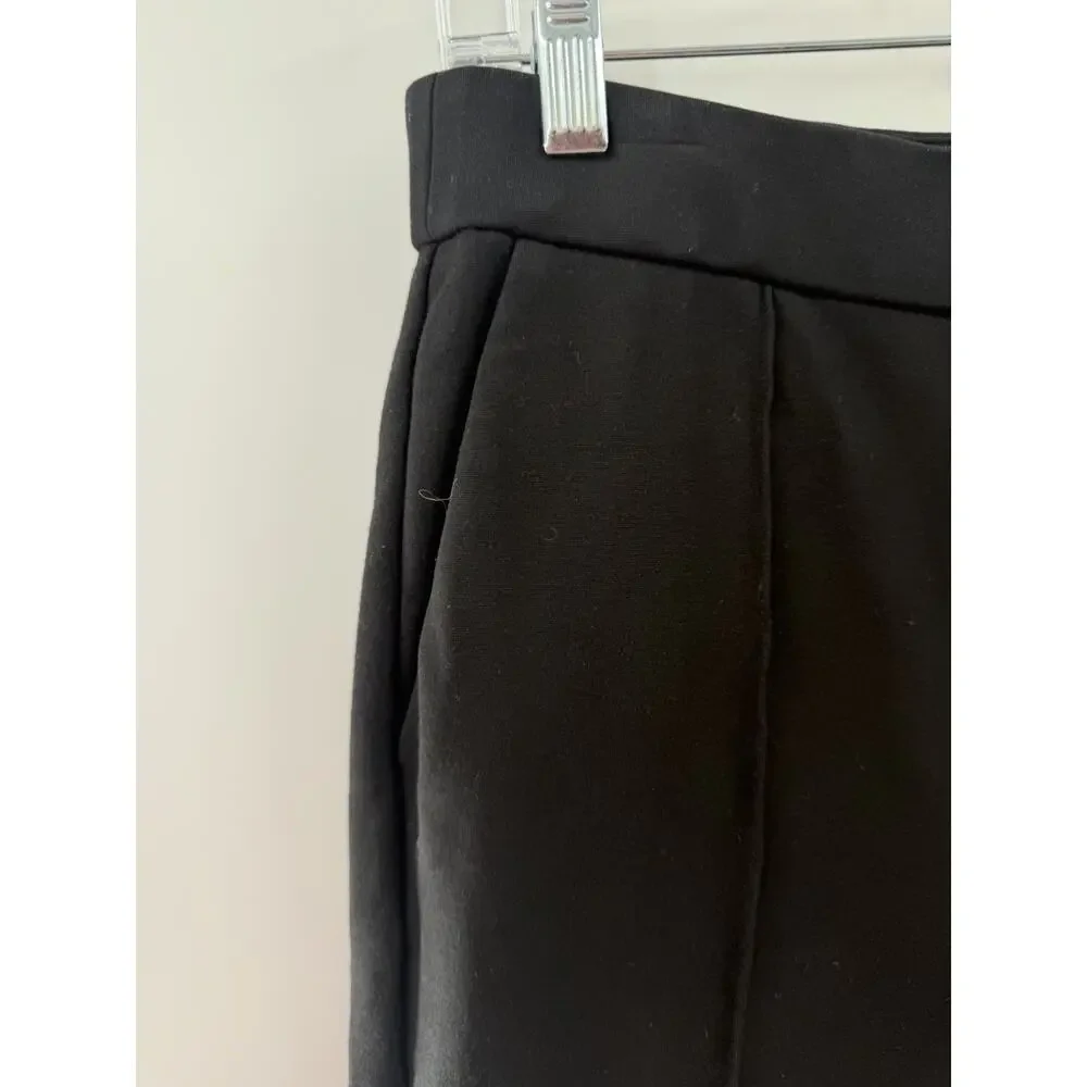 J.Crew Women’s Black Pleated Cropped Flare Trouser Pants Italian Fabric Size 10